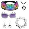 Disco Party Set 1970s Disco Accessories Headband Bracelet Necklace Earrings for Masquerade Party Carnivals Party Costume