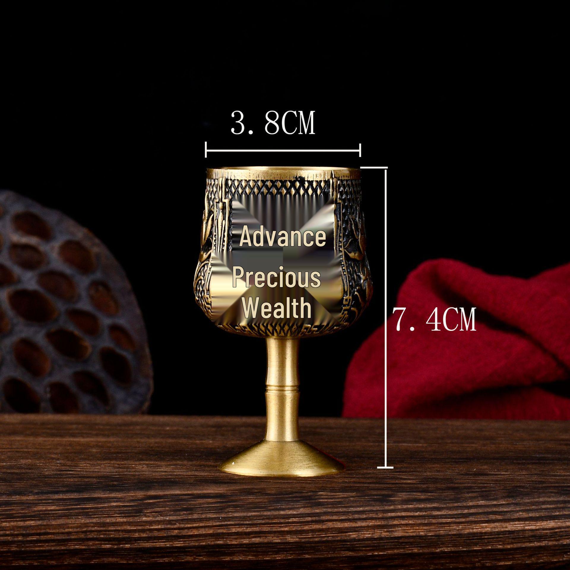 Embossed Brass High-Footed Chalice Goblet