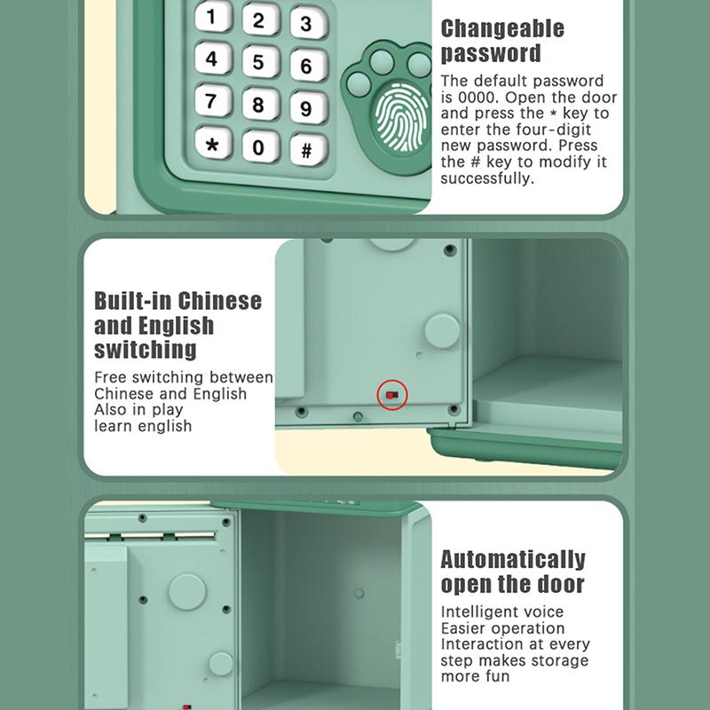 Money Box With Fingerprint Piggy Bank Atm Savings Box For Coins Cash Safe Large Coin Bank Password Lock For Children