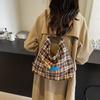 Large Capacity Backpack Women's Commuter Bag Plaid Tote Bag Cartoon Dog Shoulder Bag