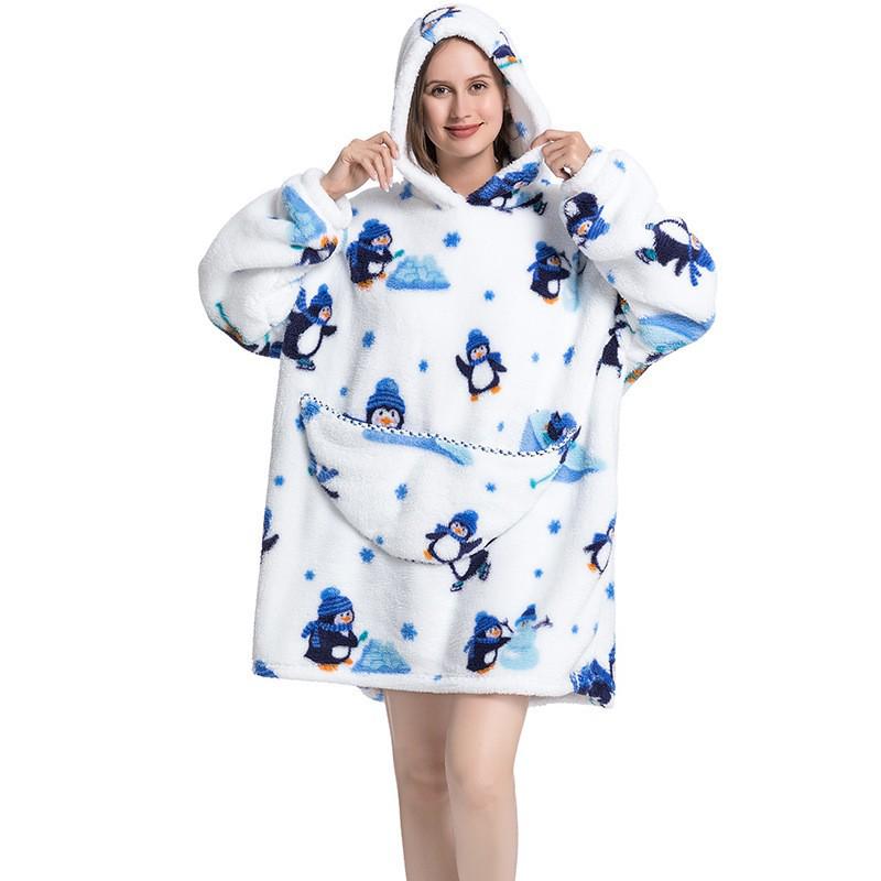 Cozy Autumn/Winter Pumpkin Blanket Sweatshirt: Thick Cotton Velvet Bathrobe for Indoor and Outdoor Warmth
