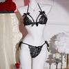 Sexy Hanging Neck Style Lace Set Push Up Bra Panty Set Lingerie Briefs Sets Transparent Bras For Woman Underwear Erotic Costumes