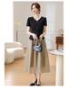 2026 Stylish Summer Dress Set for Middle-Aged and Elderly Women - Plus Size Short Sleeve Outfit