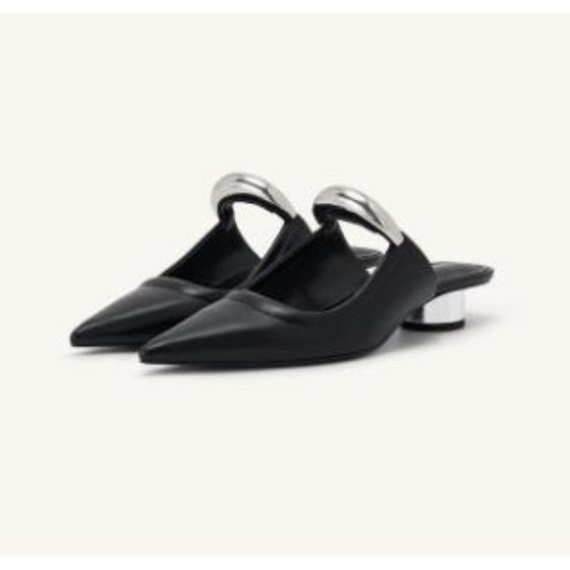 

Fashion Simple pointed slippers women s summer new baotou shallow mouth metal buckle with sandals 35