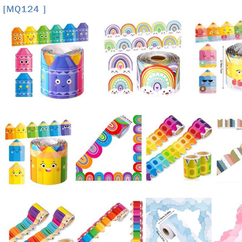 1 Rol Zelfklevende Regenboog Potloodrand Stickers Krijtbord Prikbord Rand Papier 3 inch Rand Klaslokaal Decoraties
