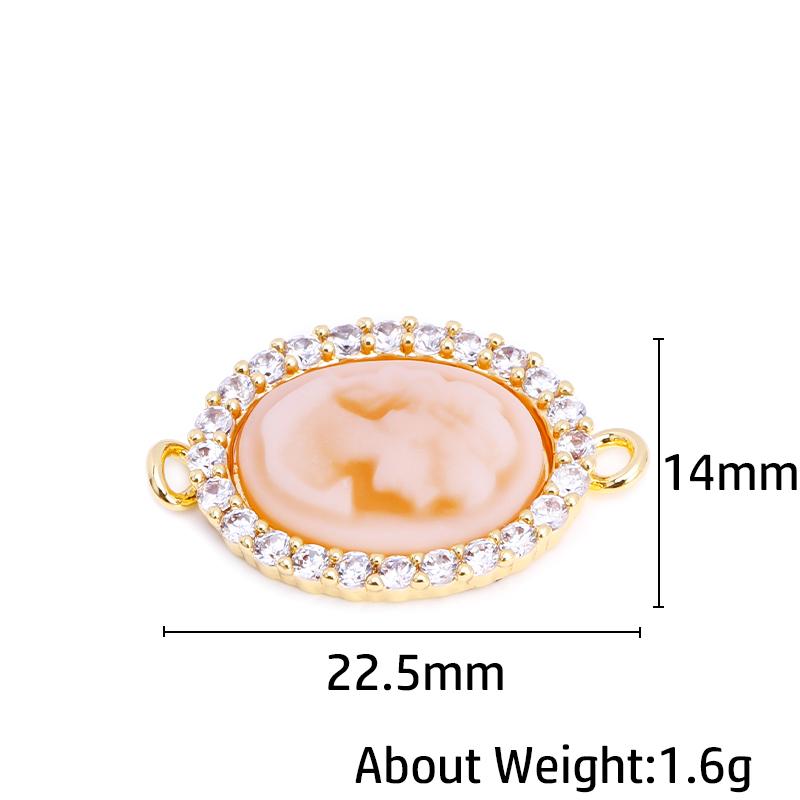 3 Colors Inlaid Zircon Oval Cameo Pendants For Necklace Making,18K Real Gold Plated Connector Charm For DIY Bracelet Material