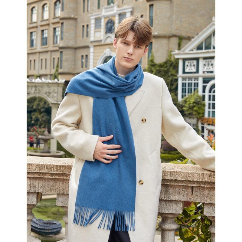 Wool Scarf Men's Autumn and Winter Cashmere Scarf Women's Winter High End Versatile New Solid Color Men's Scarf