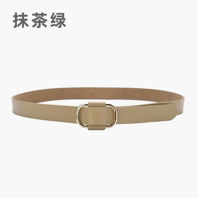 Four Seasons Available New Needle Free Square Buckle Women'S Belt Casual Leather Belt Simple Retro Fashion Pure Leather Belt