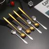 4PCS/Set 12.4-12.6cm Stainless Steel Flower Shape Spoons Coffee Mixing Ice Cream Dessert Spoons
