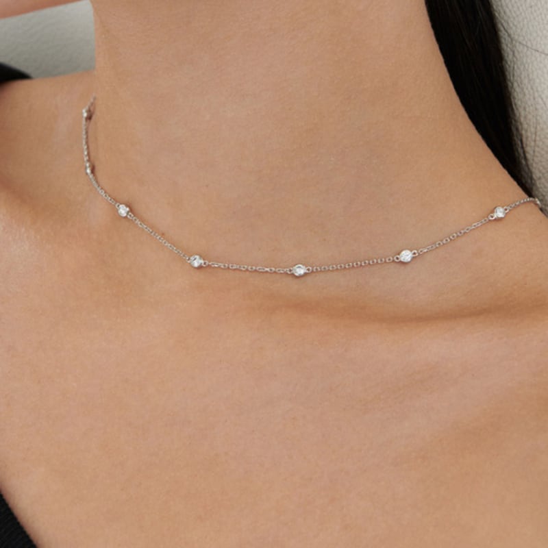 

Hyeres-lor Essence Silver (W) Tennis Station Necklace White HL4N32423W9450 ONE