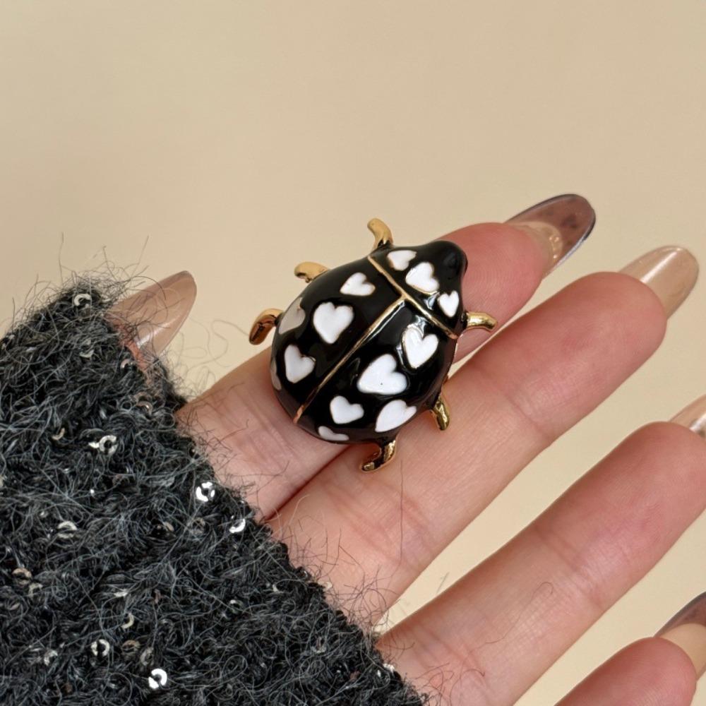 Geometric Ladybird Drip Oil Ring Insect Chunky Enamel Ring Personality Painting Ring  Gift