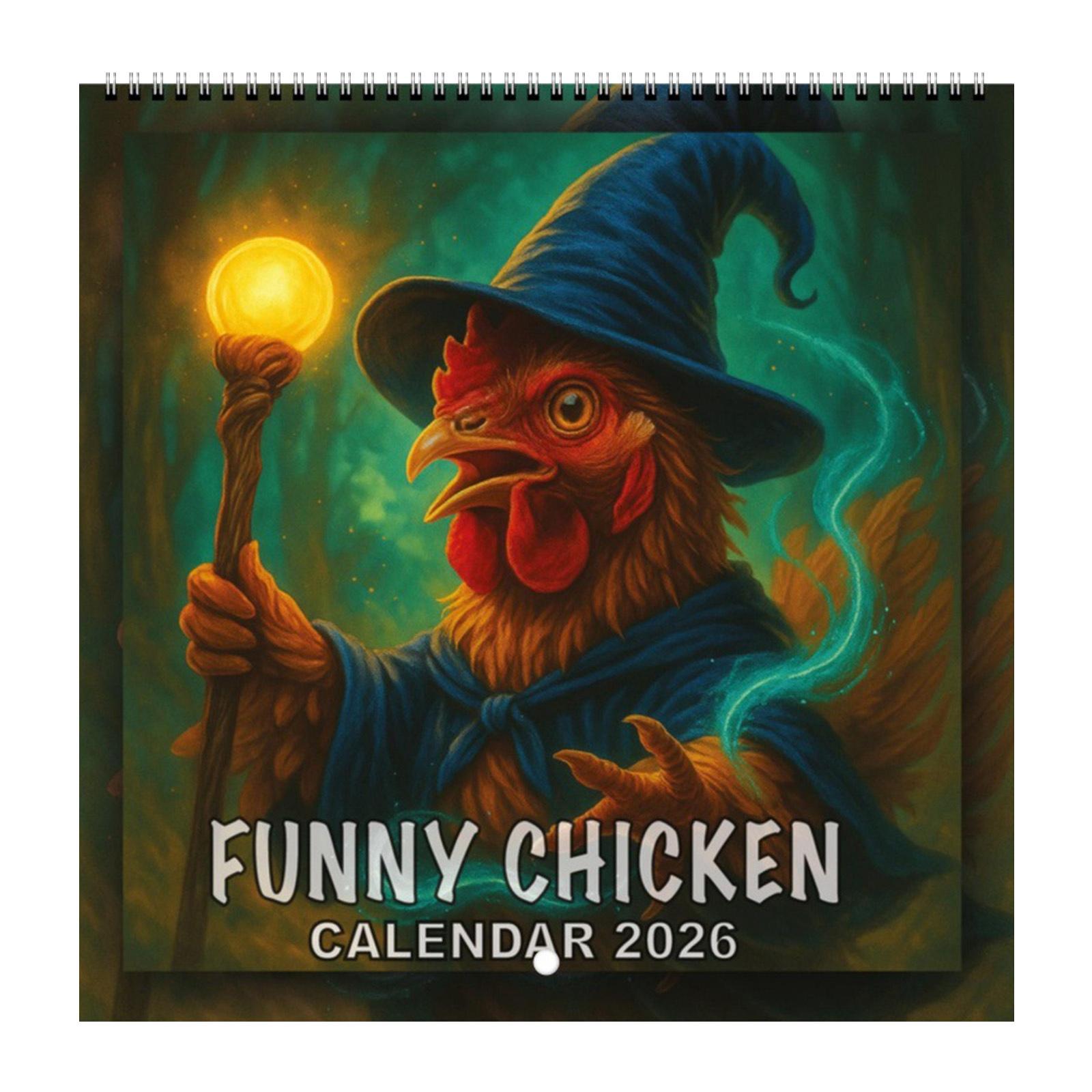 

Funny Chicken Calendar, 2026 Plan, Fun Paper Calendar, Fun Animal Calendar For Gifts For Adults And Children one size білий