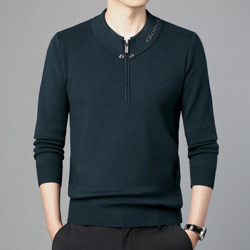Mid-aged Men's Trendy Half-Zip Pullover Sweater