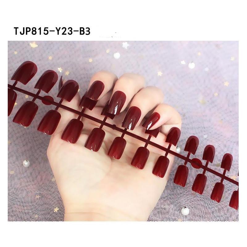 

24 шт./набір DIY Quick Nails Довга квадратна головка Одноколірні накладні нігті Багатокольорові смужки Готовий одяг Манікюр