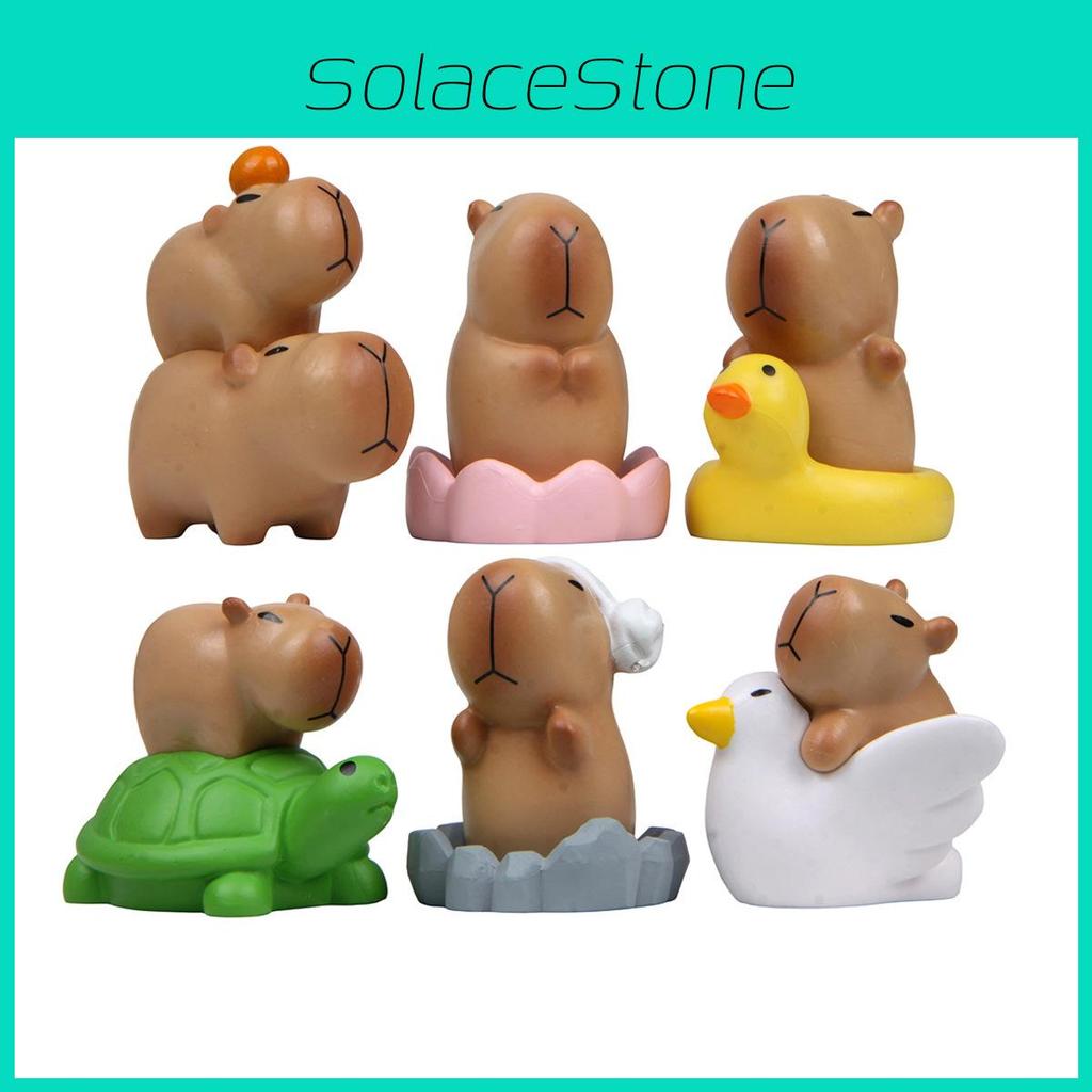 Capybara Pvc Mini Landscape Figurine With Turtle Goose Duck Design For Party Decor And Collectible Gift