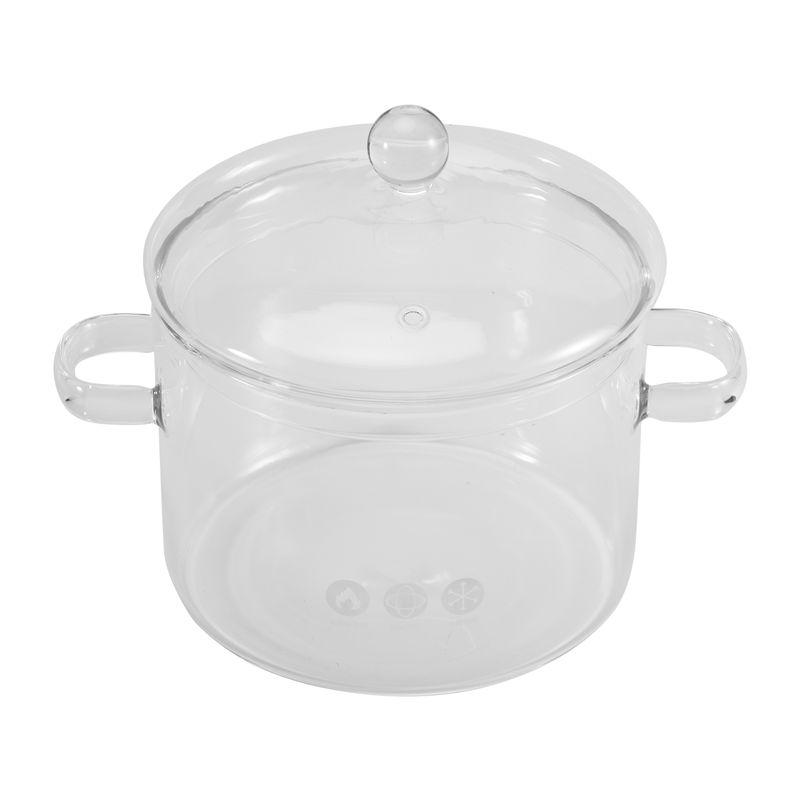 A20F-Glass Saucepan With Cover,Stovetop Cooking Pot With Lid And Handle Simmer Pot Clear Soup Pot High Borosilicate