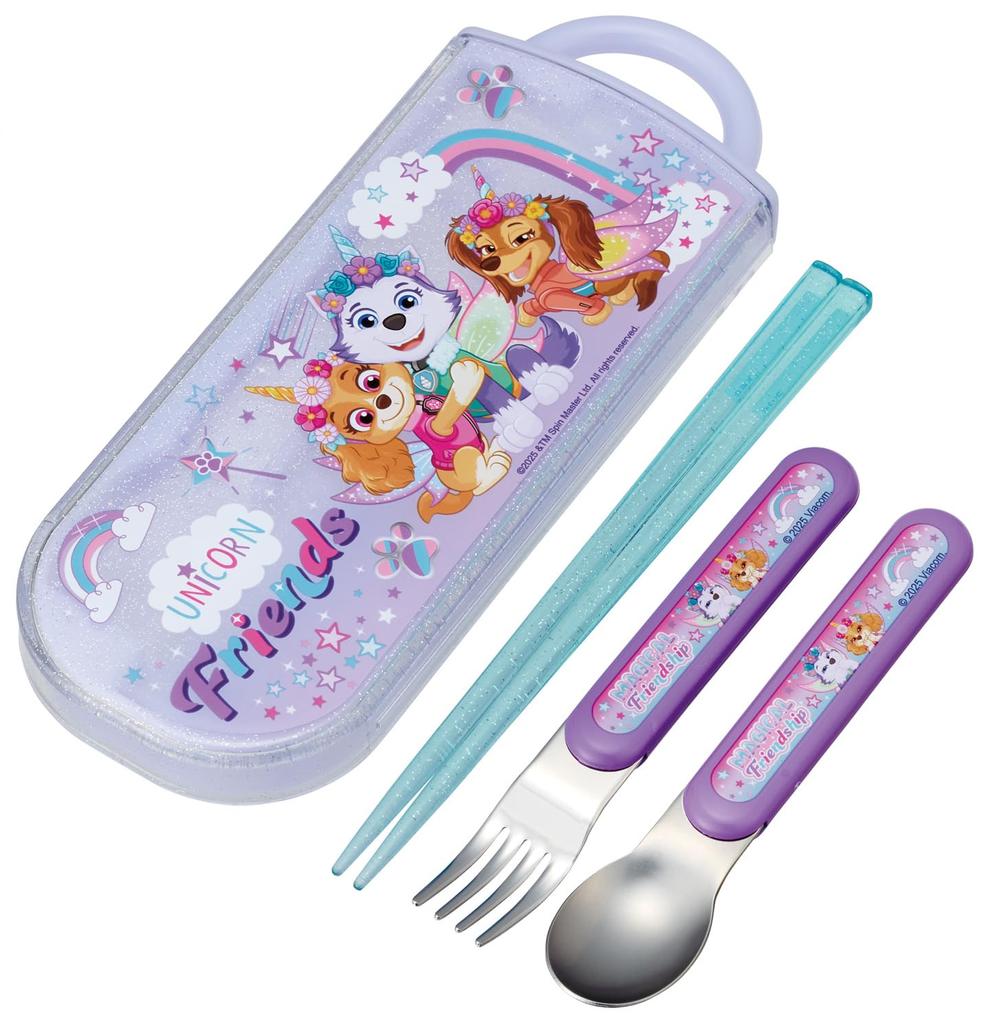 Skater Bento Chopsticks for Trio Set Paw Patrol Kids, (Chopsticks, Spoon, Fork, 16.5cm), Unicorn, Girl, TACC2-A