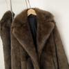 Winter Women Faux Fur Jacket Coat Solid Khaki Long Sleeve Thick Warm Overcoat Outwear Fluffy Coat for Women