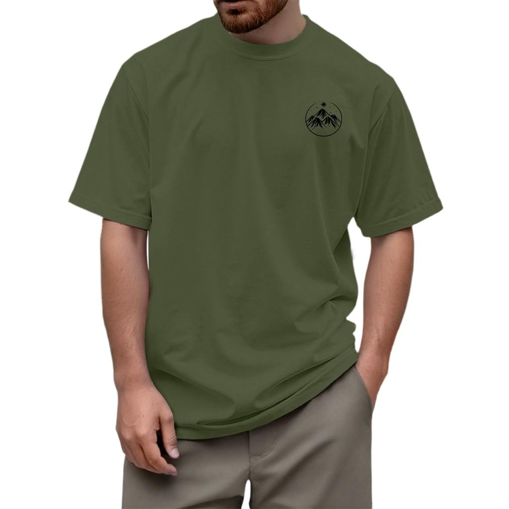 Herrenmode Bedrucktes Rundhals Kurzarm T-Shirt Top mit gerader Schulter
