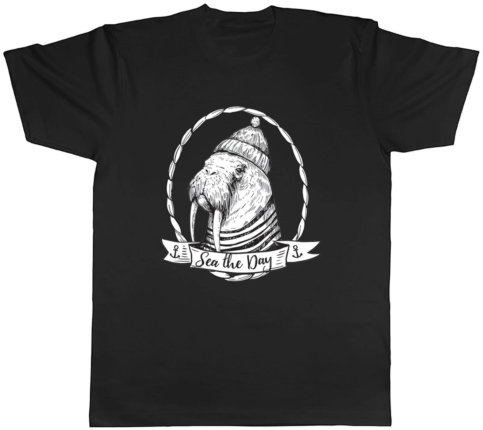 Funny Walrus Mens T-Shirt Sea the Day Blubber Tee Gift L