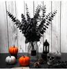 10/20/30Pcs Black Eucalyptus Artificial Bouuqet 38cm Fake Branch Halloween Decoration Faux Leaves Plant for Home Decor Garden