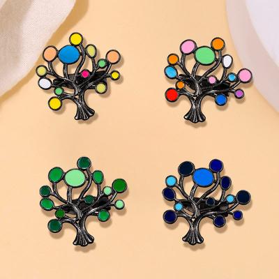 Cartoon Fortune Tree Brooch Fashion Design Colored Oil Drip Geometric Pin Brooch Winter Clothing Accessories