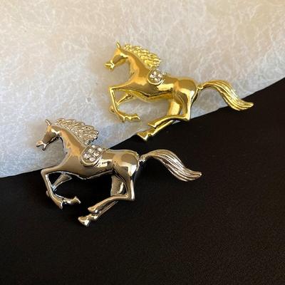 Zinc Zinc Alloy Rhinestone Zodiac Pony Pin Jewelry Accessories Animal Lapel Pins Metal Horse Brooch  Festival