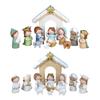 12 Pieces Cartoon Manger Scene Figurines Set Handcrafted Xmas Decoration