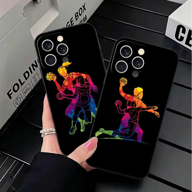 Handball Sport Soft Phone Case for iPhone 16 16E 17 Air 15 Pro Max 14 Plus 13 Mini 11 12 7 Black Cover Back Shell