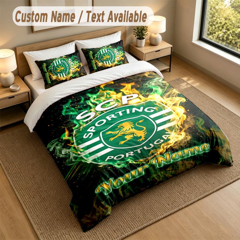 3Pcs Bedding Set Custom Name Text, 1 Sheet 2 Pillowcases Home Bed DecorSporting CP