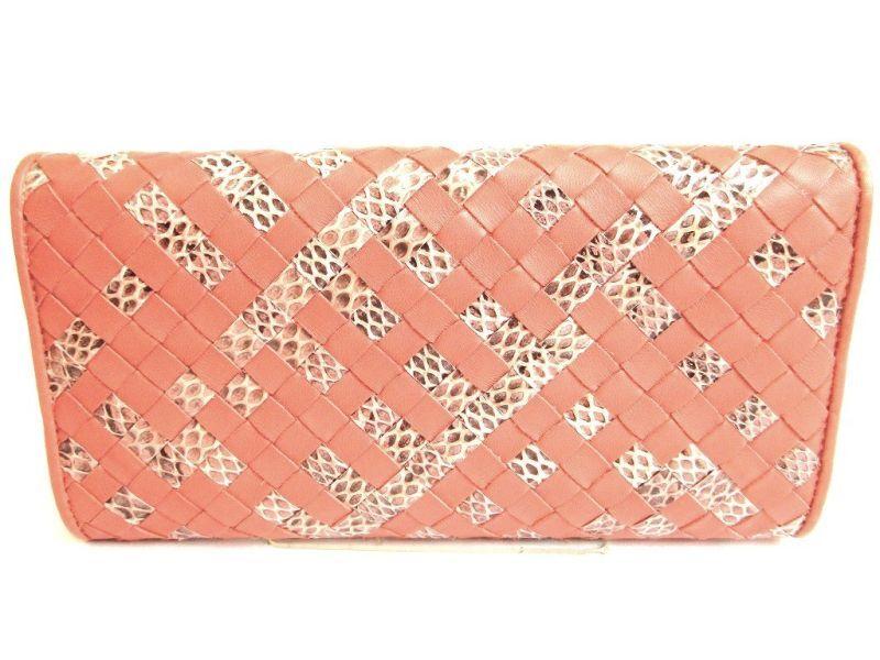 Autentisk BOTTEGA VENETA Intrecciato Lakserosa Skinn Bifold Lang Klafflommebok #9621 Oppusset