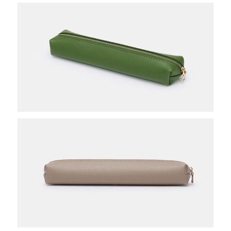 Pu Leather Pen Bag Water Dirt-Proof Storage Bag Large Capacity Pencil Case Simple Stationery Box