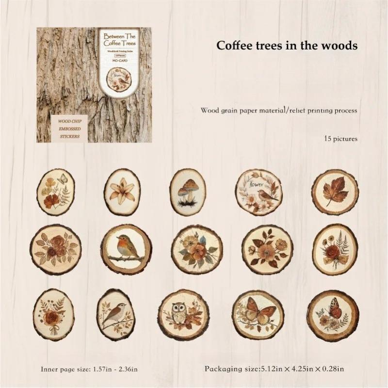 

15pcs/lot Kawaii Stationery Stickers Woodblock Printing Diary Decorative Mobile Stickers Scrapbooking DIY Craft Stickers