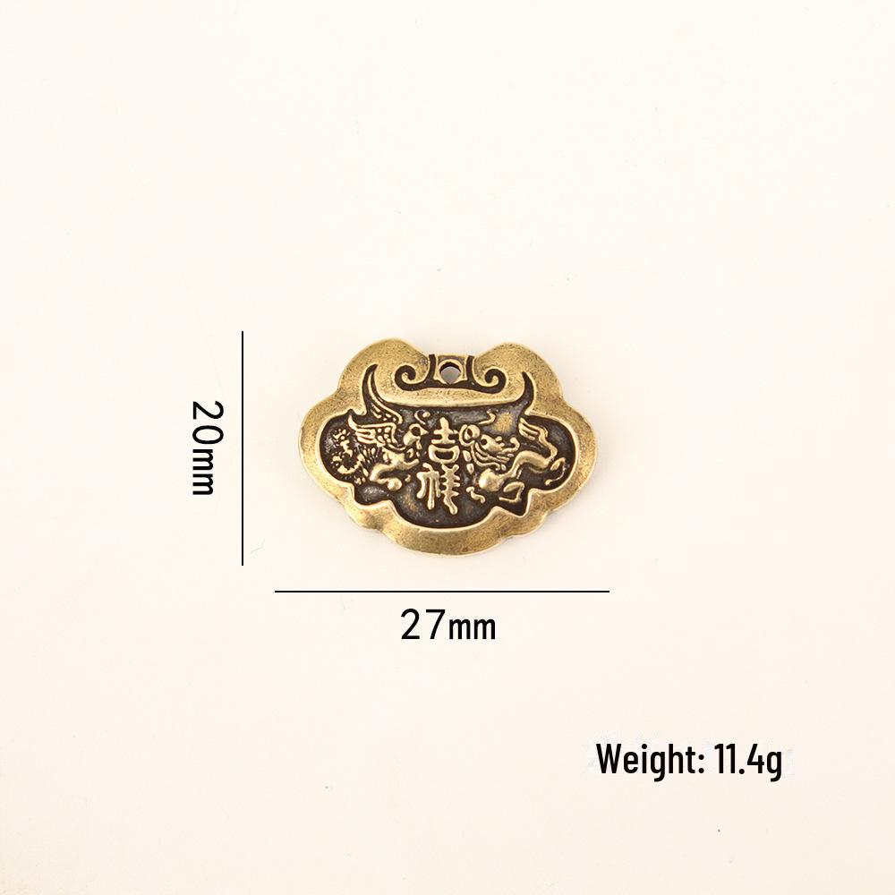 Collier porte-clés pendentif dragon et phénix en laiton fait main