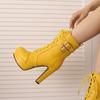 Women's High Heel Short Boots Autumn and Winter New Waterproof Platform Thick Heel Versatile Large Roman Short Boots