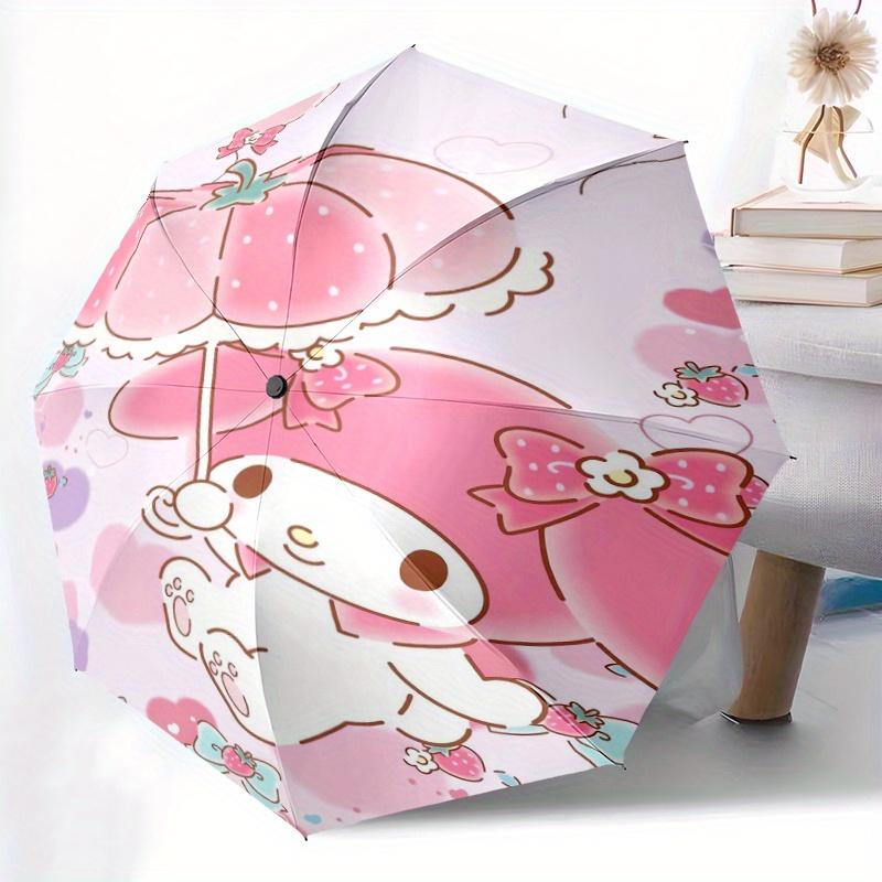 Strawberry My Melody Automatic Opening and Closing Cartoon Umbrella - Lightweight 3-Fold Design, Suitable for Fans, Travel, Daily Use - Official Produ