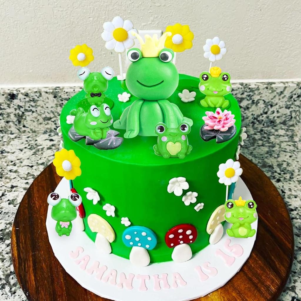 Frog Cake Topper Garden Cake Decoration Daisy Cake Decoration Garden Party Decoration Girls Birthday Gift