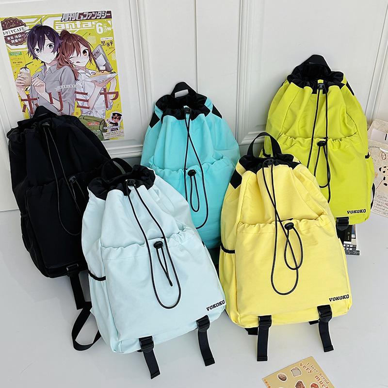 Schoolbag Mountain Leisure Travel Backpack Outdoor Sports Mountaineering Backpack Light Drawstring Washed Nylon School Bag