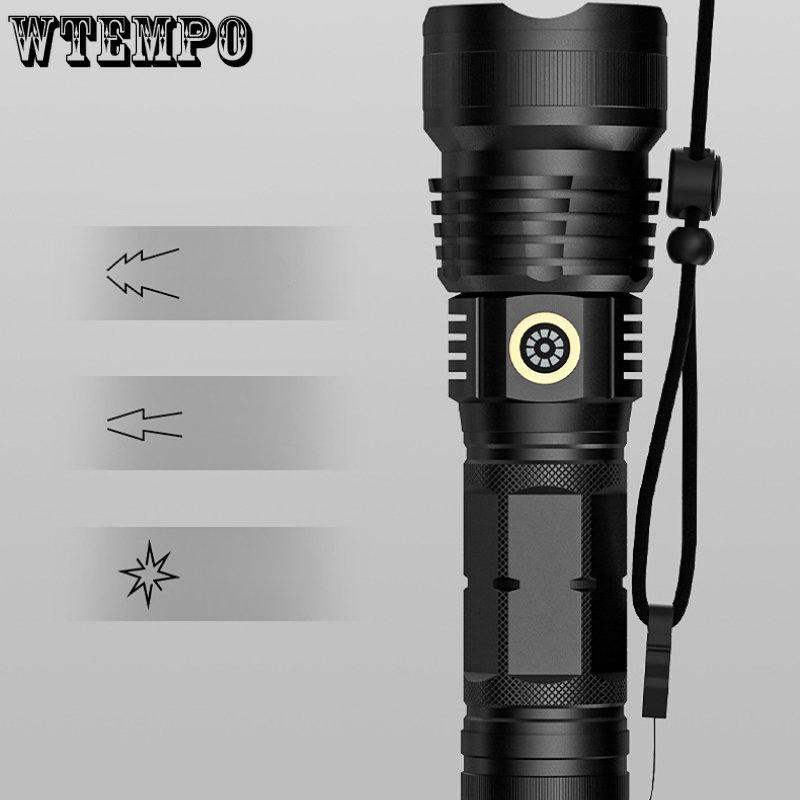 Strong Light Flashlight Telescopic Zoom Aluminum Alloy Flashlight TYPE-C Fast Charging Far Spot Outdoor Searchlight