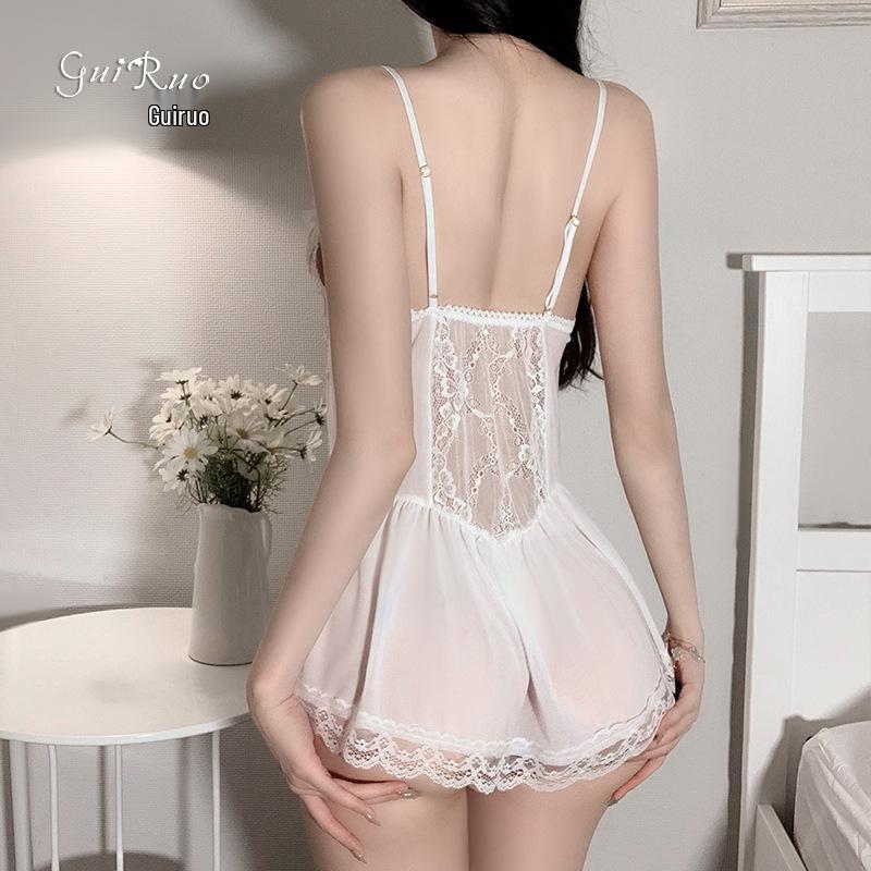 Gorgeous Plus Size Mesh See-Through Camisole Nightgown Set