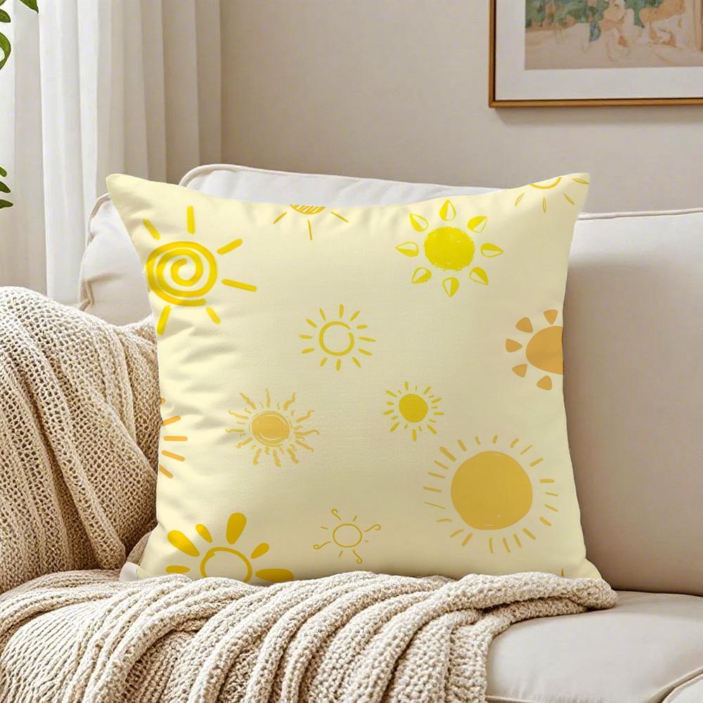 Cute Cartoon Sun Illustration Art Cushion Cover Pillowcase Antidustmite Living Room Sofa Decor Cushion Room