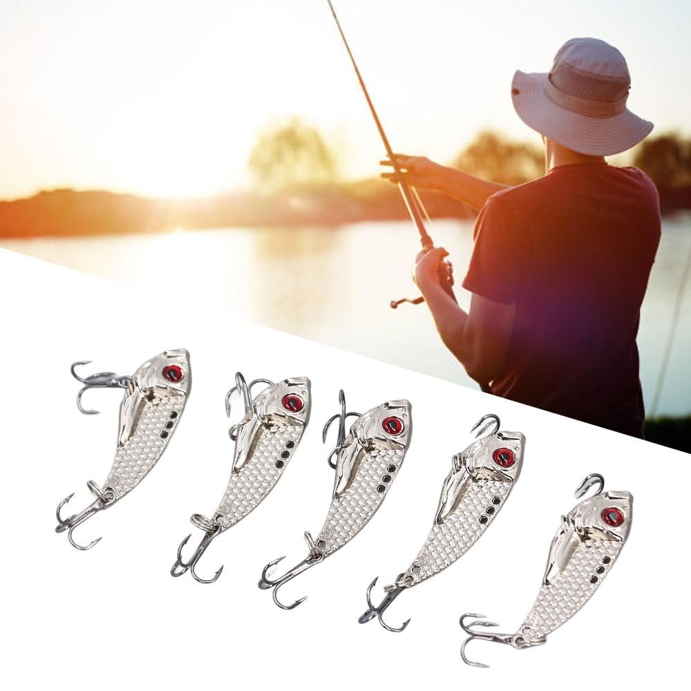 5PCS Metal Fishing Blade Lure VIB Spinner Spoon Lures Durable Fishing Lures  For Walleye