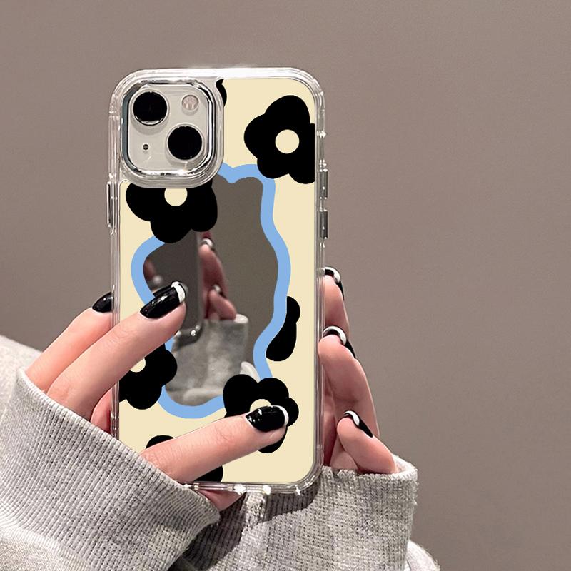 Luxury Make UP Mirror Phone Case For iPhone 16 Pro Max 11 13 14 15 12 16 Plus XR X XS 16promax 15promax Flower Back Covers Funda