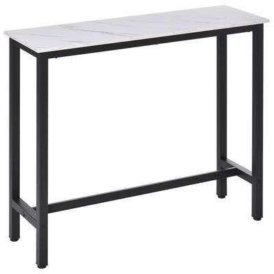 Mesa Alta Retangular Efeito Madeira Mesa de Centro Para Espaço Pequeno Café da Manhã Jantar Cozinha Industrial Branco e Preto