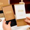 1pcs 2026 Vintage Kraft Paper Desk Calendar, Thick Monthly Grid for Office & Home, Efficient Planning & Decor, Calendars