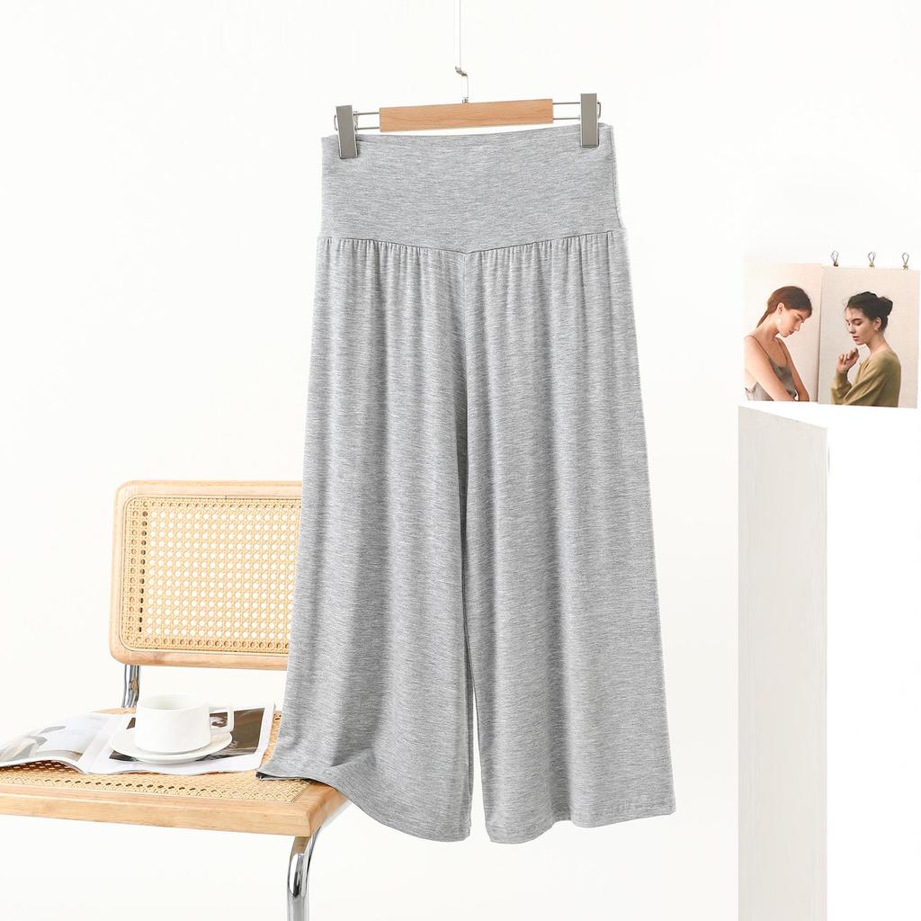 Summer Modal Plus-Size Loose Wide-Leg Cropped Pants - Korean Style High-Waist Casual Trousers