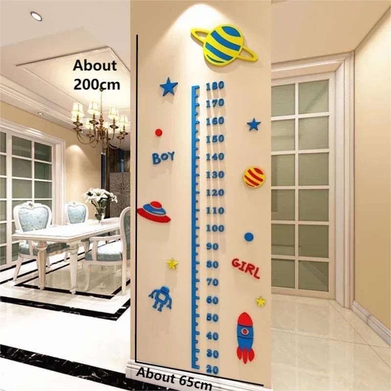 Kids Height Measure Wall Sticker UFO Rocket Monkey Height Charts Wall Sticker Nursey Decor Wallpaper Children Bedroom Decoration