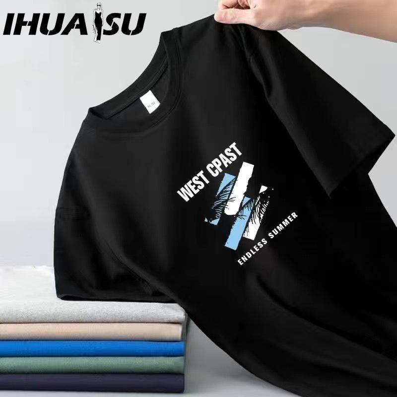 IHUASU Kurzarm-T-Shirt aus Baumwolle für Herren, modisch, lockeres Halbarmhemd, bedrucktes mitfühlendes Hemd