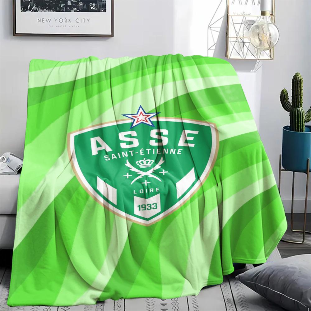 1Pc AS Saint-Étienne Print Flannel Blanket High Quality Warm Comfortable Cover for All Seasons Perfect for Gifts Home Decor