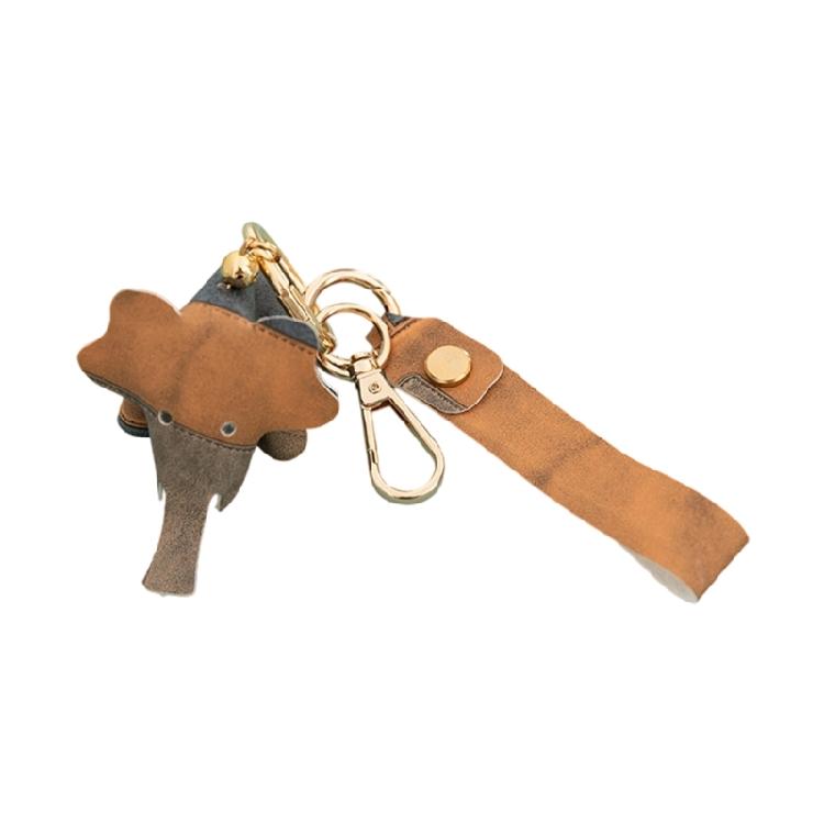Charming Animal Shaped Keyring Soft PU Leather Elephant Keychain Fashionable Bag Ornament Gift for Holidays Event